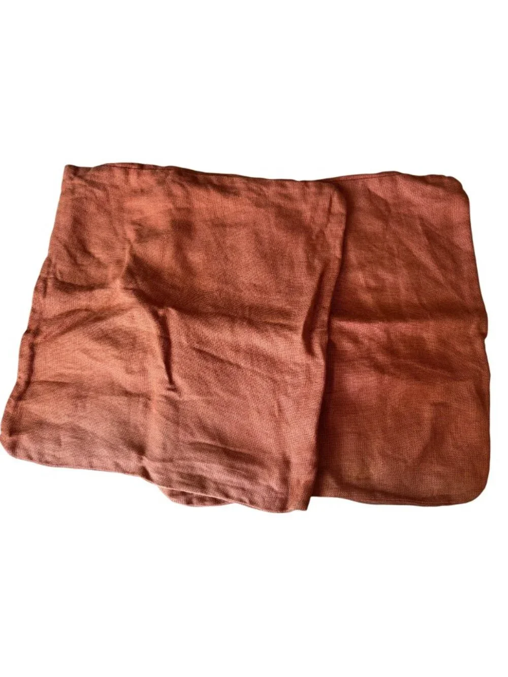 Set Pottery Barn Rust Orange 100% Linen Buttoned Throw Pillow Covers 18